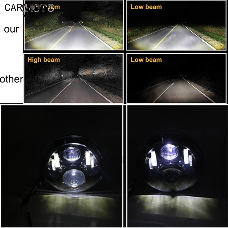 1pcs 7 Inch DOT SAE E9 Motorcycle Headlamp with angle eye Led Headlight 7inch housing bucket trim ring for Touring Electra Glide