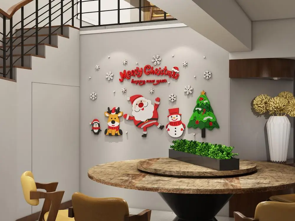 3d акриловый Рождественский настенный постер украшение для окна магазина стен