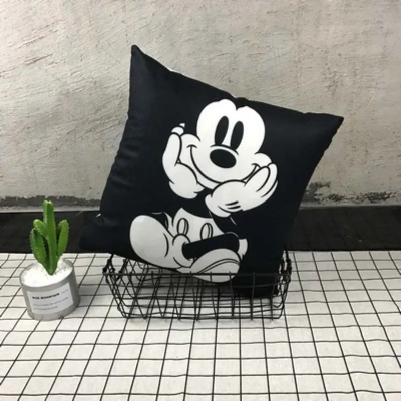

Disney Black Cream White Pillowsham Soft Cartoon Mickey Minnie Mouse Boys Girls Pillowcases Cushion Cover 40x40 on Bed Sofa