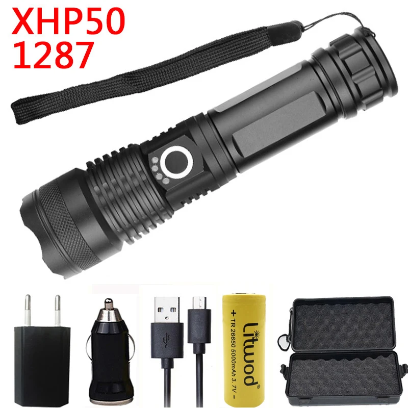 Option D Litwod Z25 1282 CREE XHP70.2 и XHP50 перезаряжаемый Мощный тактический светодиодный фонарик, светильник, мощность лампы, аккумулятор 18650 26650 - Испускаемый цвет: Option D