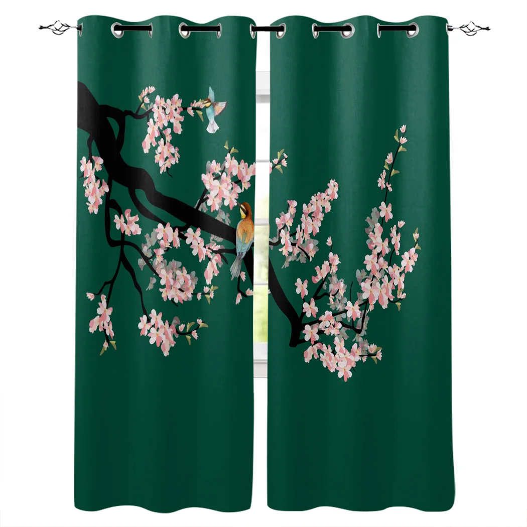 Весенние оконные шторы в китайском стиле с птичьими цветами для гостиной