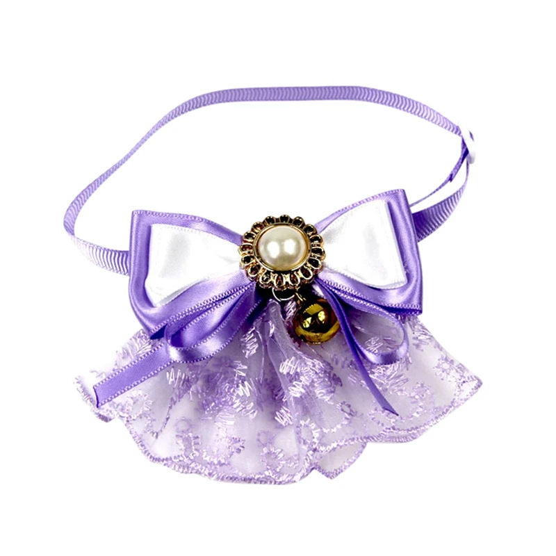 Милый Рождественский Регулируемый кружевной воротник с бантом и колокольчиком