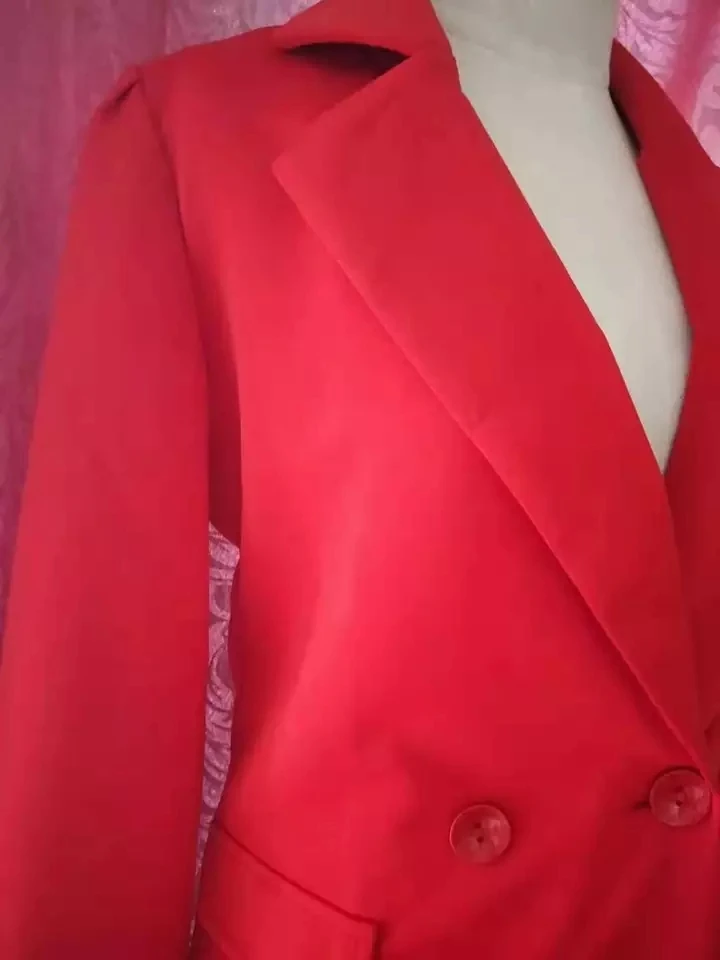 

Autumn Winter women Tracksuits sexy Notched Double Button long sleeve blazer straight pants fashion office lady Women's Casual