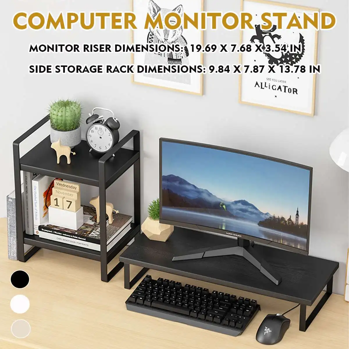 Monitor Holder TV Computer Riser Table Stand Set Desktop Laptop Screen Shelf Organizer Rack Home Office Lapdesk | Компьютеры и офис