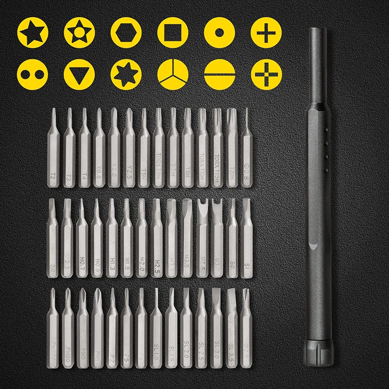 new 45 in 1 screwdriver set precision magnetic bits torx screw driver kit dismountable tool case for watch pc phone repair free global shipping