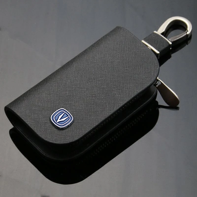 

Leather Car Key Bag Holder Cover For Changan CS75 CS55 CS35 CS95 CS15 CX70 Alsvin V5 V7 Zipper Protection Key Case With Logo
