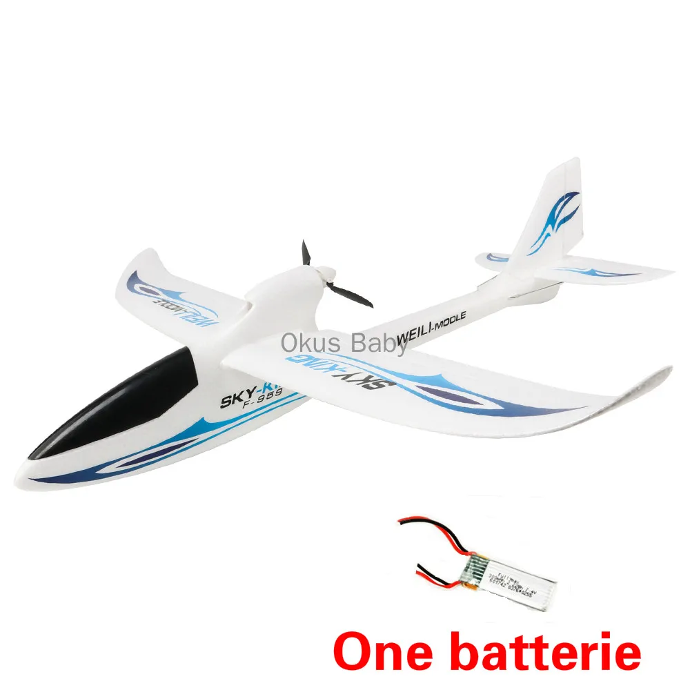 Абсолютно 2,4G 3Ch RC самолет с фиксированным крылом самолет наружные игрушки Дрон для подарков - Цвет: One batterie Blue