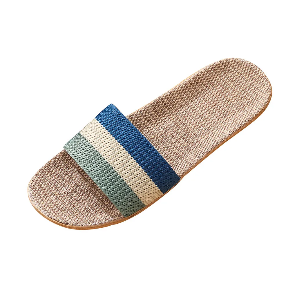 

2021 Summer Fashion Simple Men's Striped Printed Slippers Basic Bathroom Non-slip Slippers Home Couple Slippers#p30