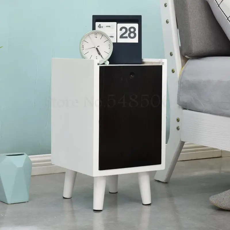 All Solid Wood Bedside Table Ultra-narrow Mini Storage Cabinet Small Apartment Simple European 30 Color Bed |