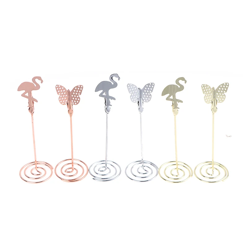 

Desktop Decoration Metallic Paper Clamp Card Holder Photo Clip Table Numbers Holder Stand Message Clips Wedding Party Supplies