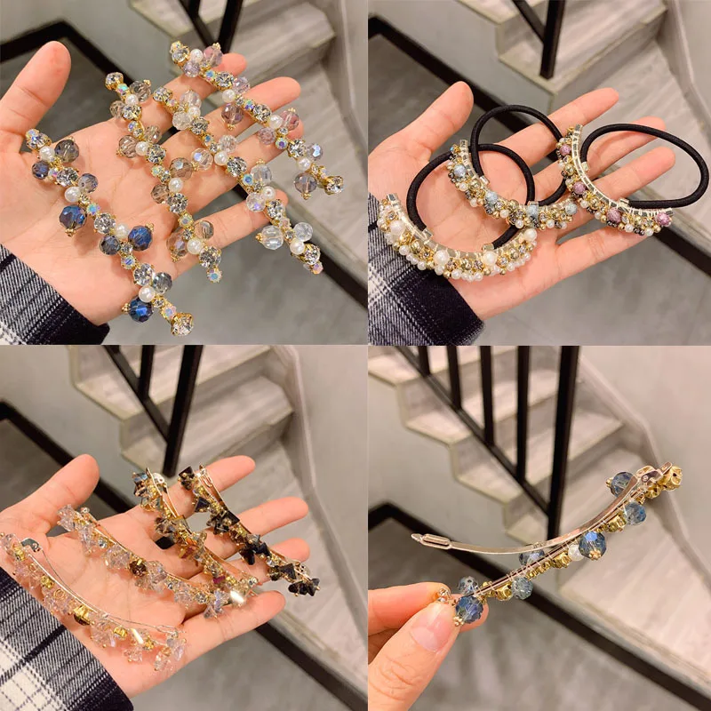 Заколка для волос с кристаллами пружинный зажим Южная Корея высококачественный