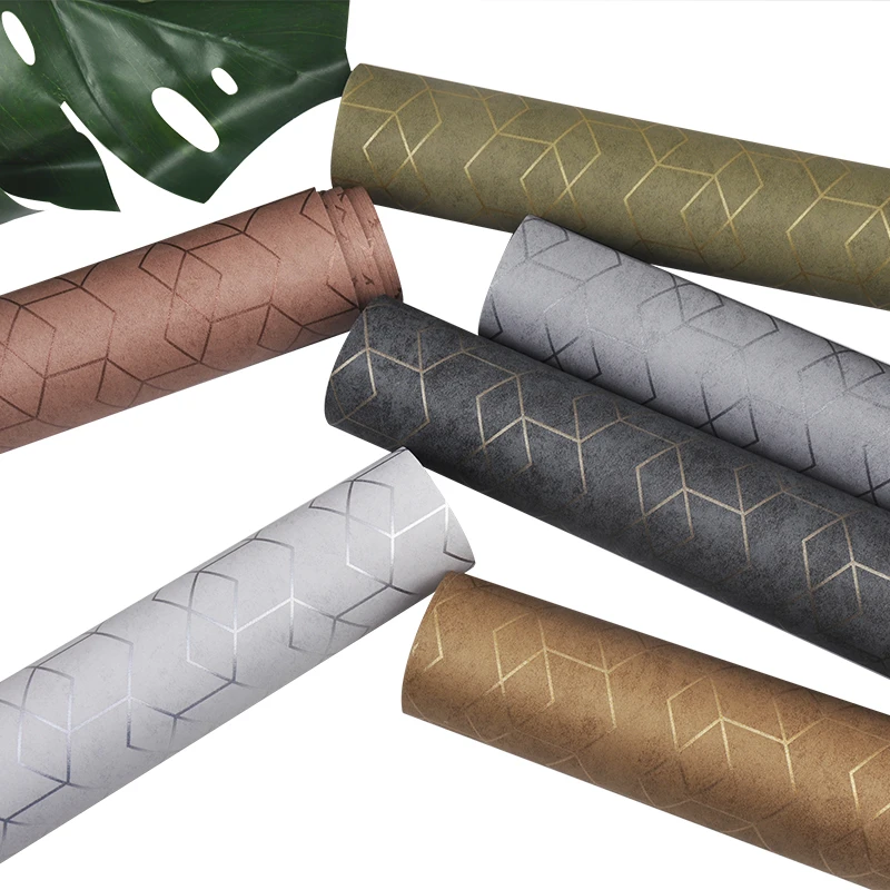 Темно серая Роскошная Геометрическая настенная бумага в рулоне черная