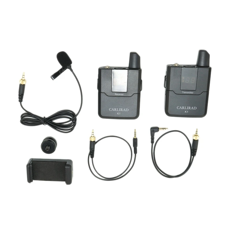 

CARLIRAD Wireless Lavalier Microphone System Compatible With Dslrs Iphone Android Tablets Interview Recording Lapel Mic