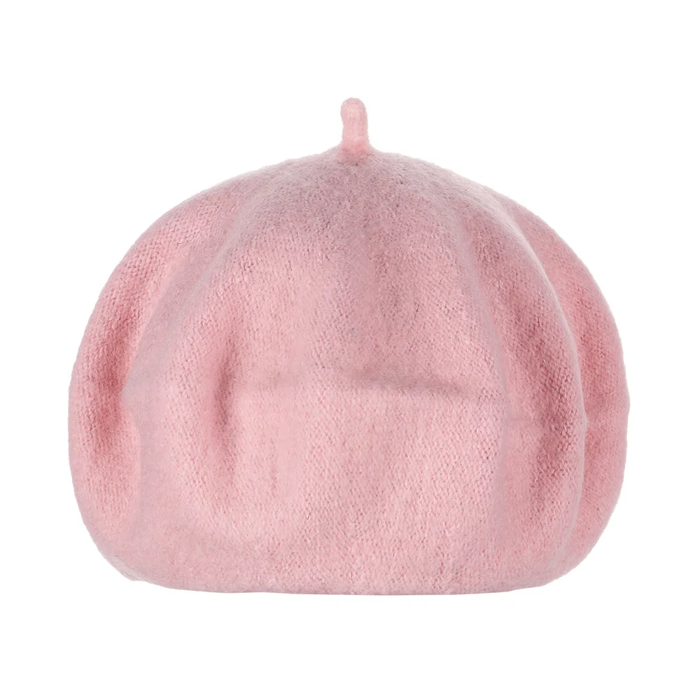 light pink 1 шт. Новые горячие шерстяные шапки-береты женская зимняя французская Шляпа Сплошной Цвет Мода Осень Зима плоская кепка, шапка Повседневная войлочная шапочка береты - Цвет: light pink