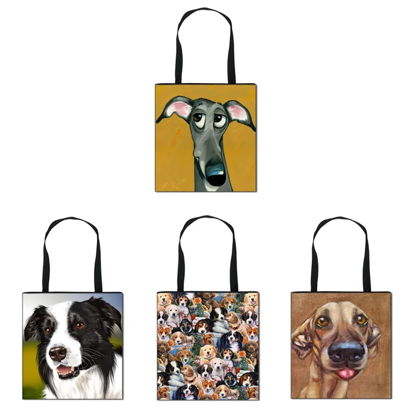 

Interesting Siberian Husky Dog Print Ladies Tote Bag Linen Reusable Shopping Bags Single Shoulder Bag Gift