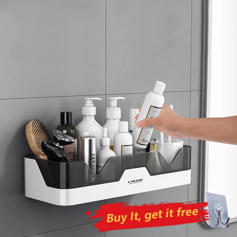 

Bathroom Organizer Corner Shampoo Holder Shower Storage Rack Plastic Kitchen Toilet Wall-mounted Floating Shelves WC Accessories