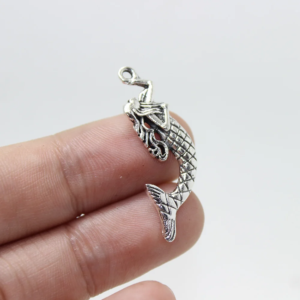 Подвески Yamily 6 шт./40*58 мм в античном Серебряном цвете с маленькой русалочкой