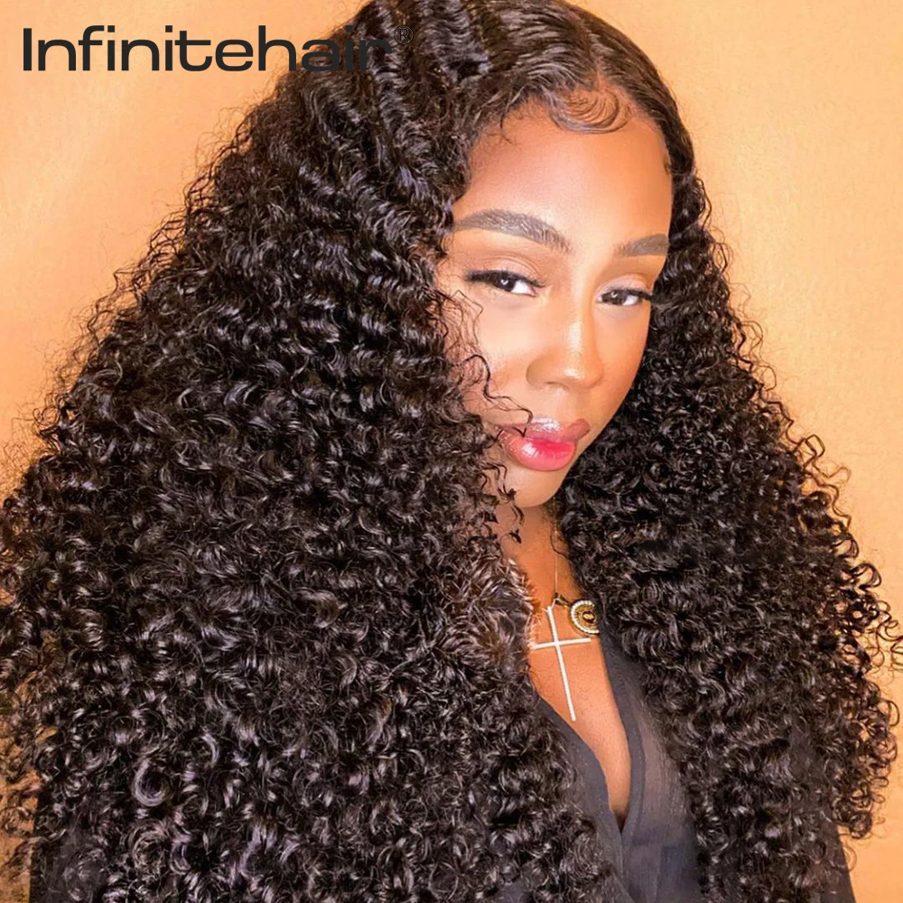 Kinky Curly  Middle Part 13*1 T Part Lace Front 150% Density Human Hair Wigs Remy Brazilian Hair Pre Plucked Lace Wig
