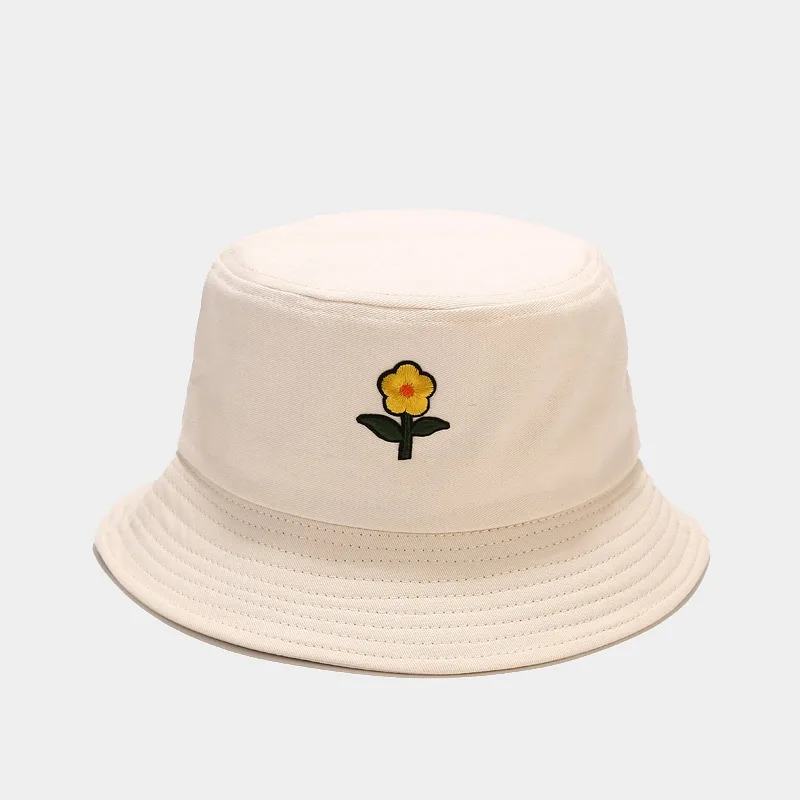 

Giyu Casual Floral Embroidery Solid Bucket Hats For Women Summer 2021 Fashion Beach Holiday Sun Cap Femme Girls Flat Fishing Hat