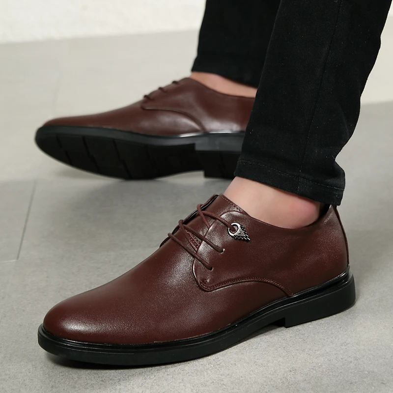 

Men Dress Shoes Formal Business Work Soft Genuine Leather Pointed Toe for Man Male Men's Oxford Flats