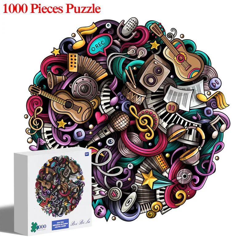 1000 шт. круглый пазл для взрослых подростковый музыкальный стиль твердая бумага