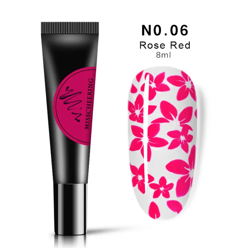 06 Rose Red 8 мл Гель-лак для стемпинга ногтей цветной принт масло УФ Гель-лак для ногтей впитывающийся лак для переноса стемпер пластины DIY Инструменты для дизайна ногтей - Цвет: 06 Rose Red