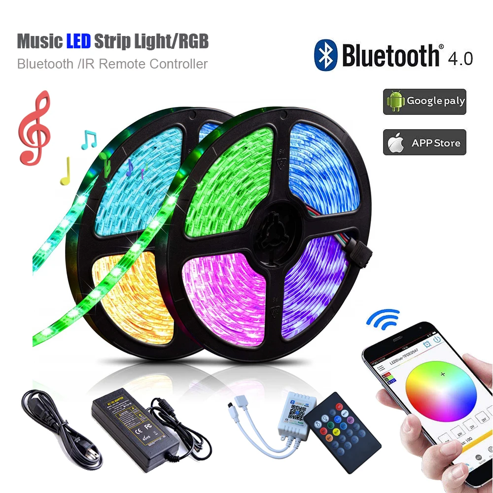 Бесплатная DHL 16 миллионов цветов Bluetooth APP RGB 5050 Светодиодные ленты света