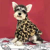 fashion leopard soft plush winter warm dog clothes for small dogs pet cat vest puppy coat shih tzu chihuahua clothing perro ropa