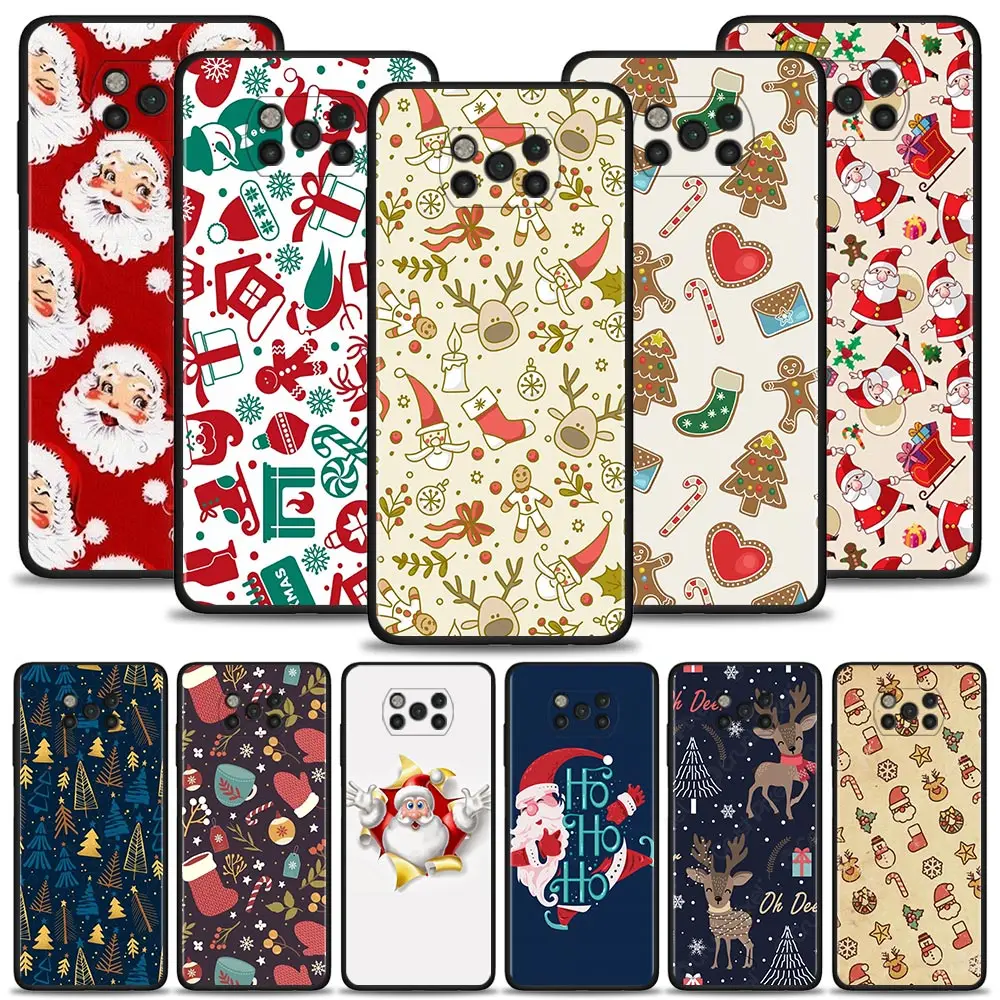 

Christmas Deer Cute Santa Claus Case For Xiaomi Poco X3 NFC X3 M3 Pro F3 GT F1 Cover for Mi Civi 11T 10T 10 Pro 11 Note 10 Lite