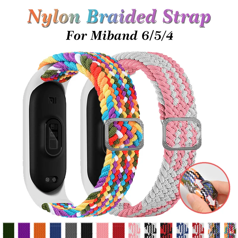 

Elastic Braided Solo Loop Strap For Xiaomi Mi Band 6 5 4 Watch Band for Miband 6 Replaceable Nylon Bracelet Wristband