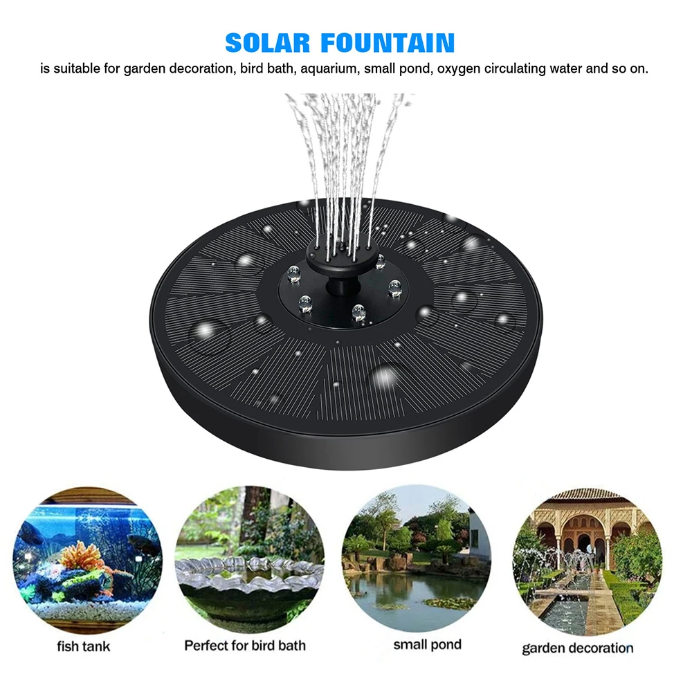 

Solar Fountain Garden Water Fountain IP68 Waterproof Floating Pool Pond DecorColorful 6 LEDs Lights Solar Panel Fountain Pump