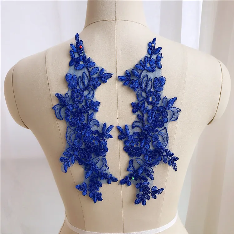 Белая костяная линия вышивка блестки патч красный детский синий цветок