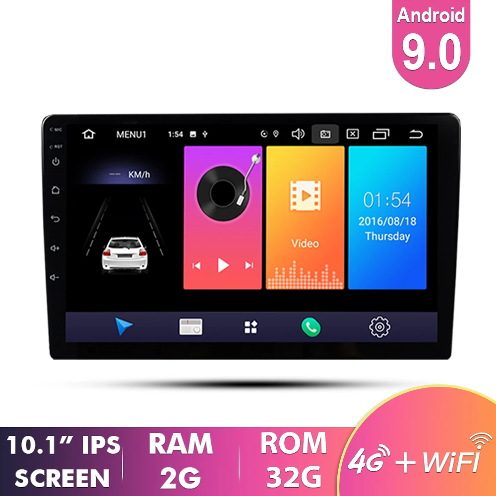 EKIY 9 ''/10,1'' ips Android 9,0 Универсальный 2 Din gps Navi автомобильный Радио мультимедийный плеер BT 4G Wifi авто стерео аудио видео плеер - Цвет: 10inch 2G 32G