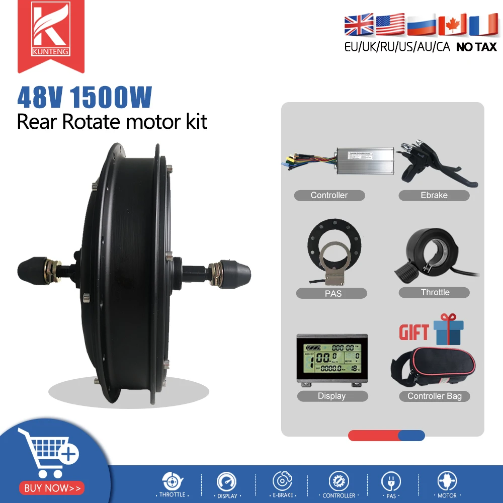 Комплект для электровелосипеда 48 В 1500 Вт задний вращающийся мотор-колесо 20 24 26 27 5