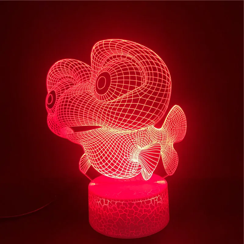 

Cartoon Led Night Light 3D Ecofish Atmosphere Room Table Lamp Kids Gift Nightlight RGB Colors Bluetooth Base
