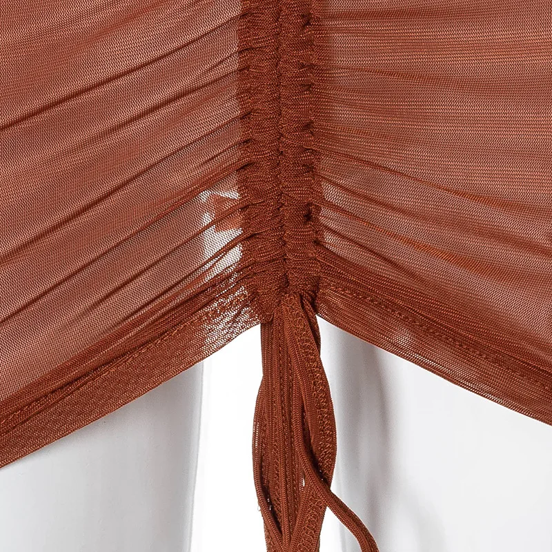 

Sexy Sheer Mesh Bandage Dress Sets Club Two Piece Outfits 2021 Short Suits Asymmetrical Skirt Matching Sets Droshipping
