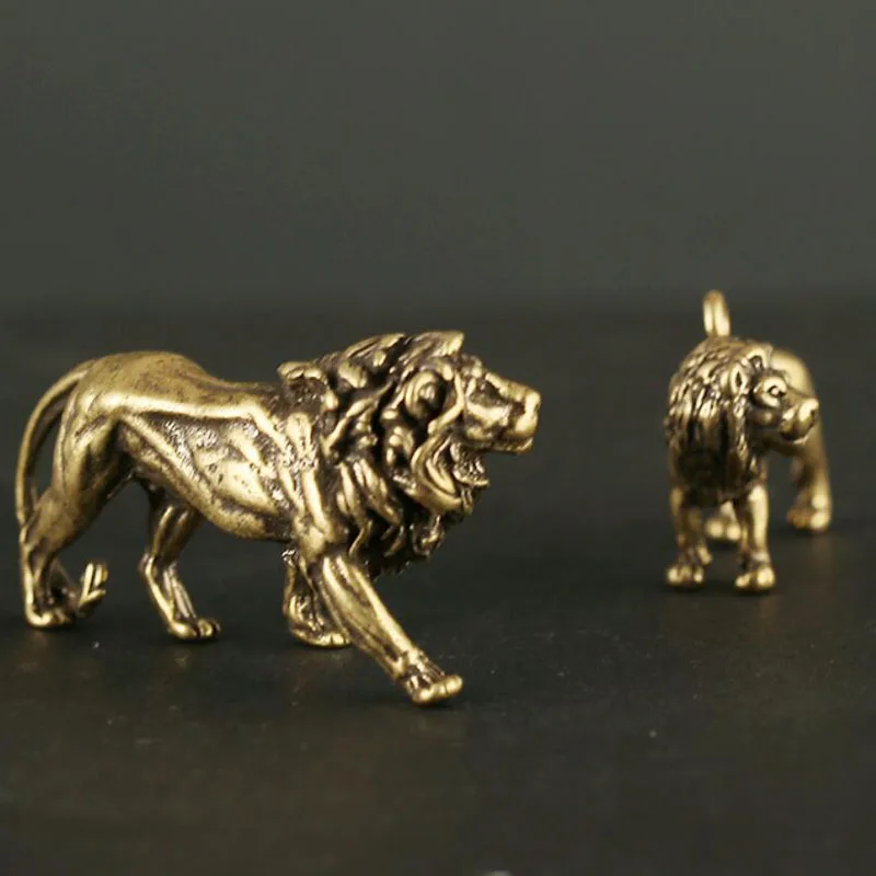 Бронзовый брелок с подвеской в виде льва бронзовый медальон подарок медный для