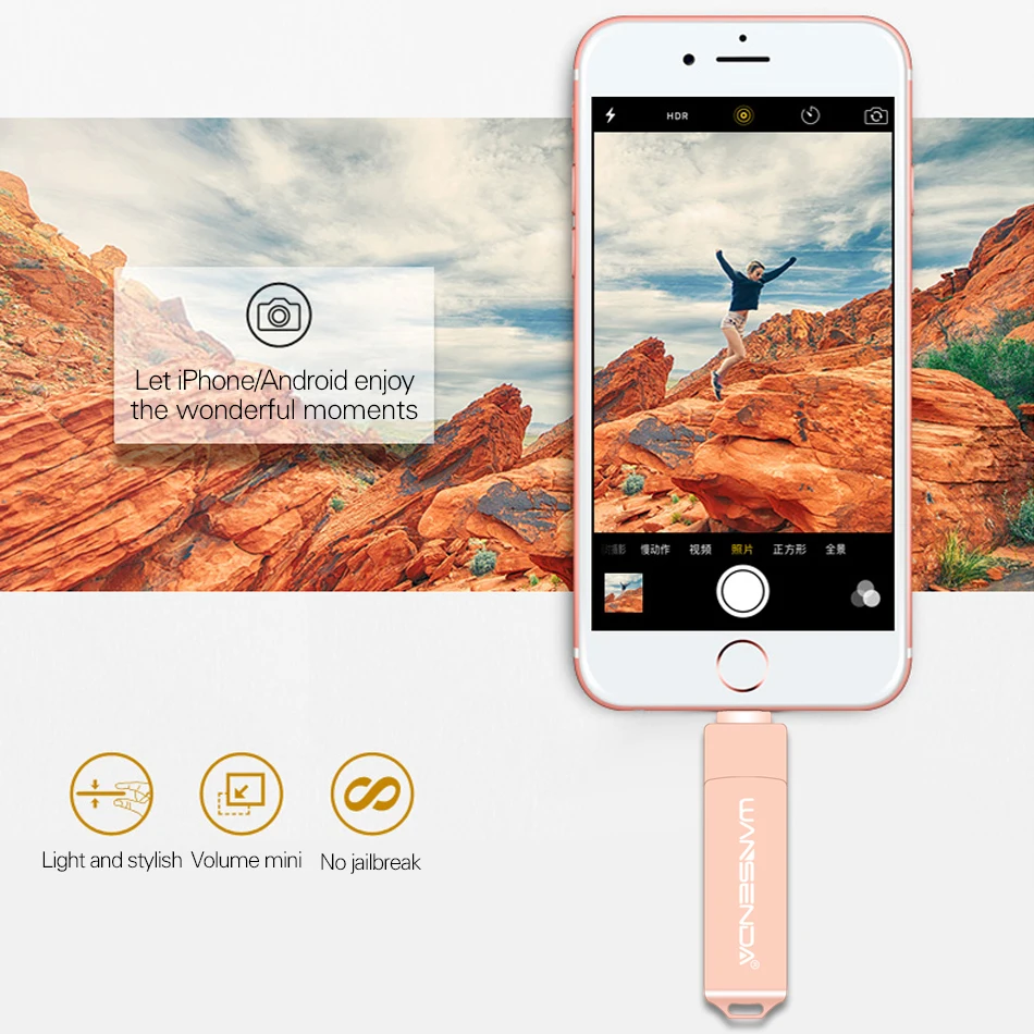 WANSENDA USB 3 0 OTG флеш накопитель 128 ГБ 16 32 64 Гб Флешка в 1 Micro флешка для iPhone XS MAX/X/8 Plus|USB