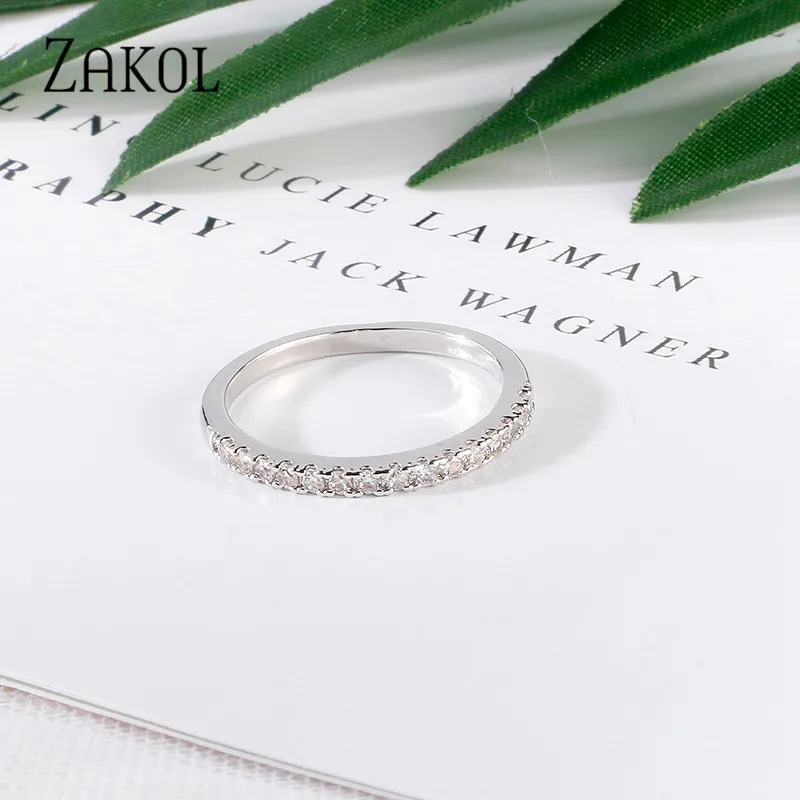 White Ring 1 pcs ZAKOL новости регулируемый браслет кольцо Набор для женщин пленительный бар слайдер Блестящий CZ циркония ювелирные изделия Pulseira Feminia FSSP3019 - Окраска металла: White Ring 1 pcs