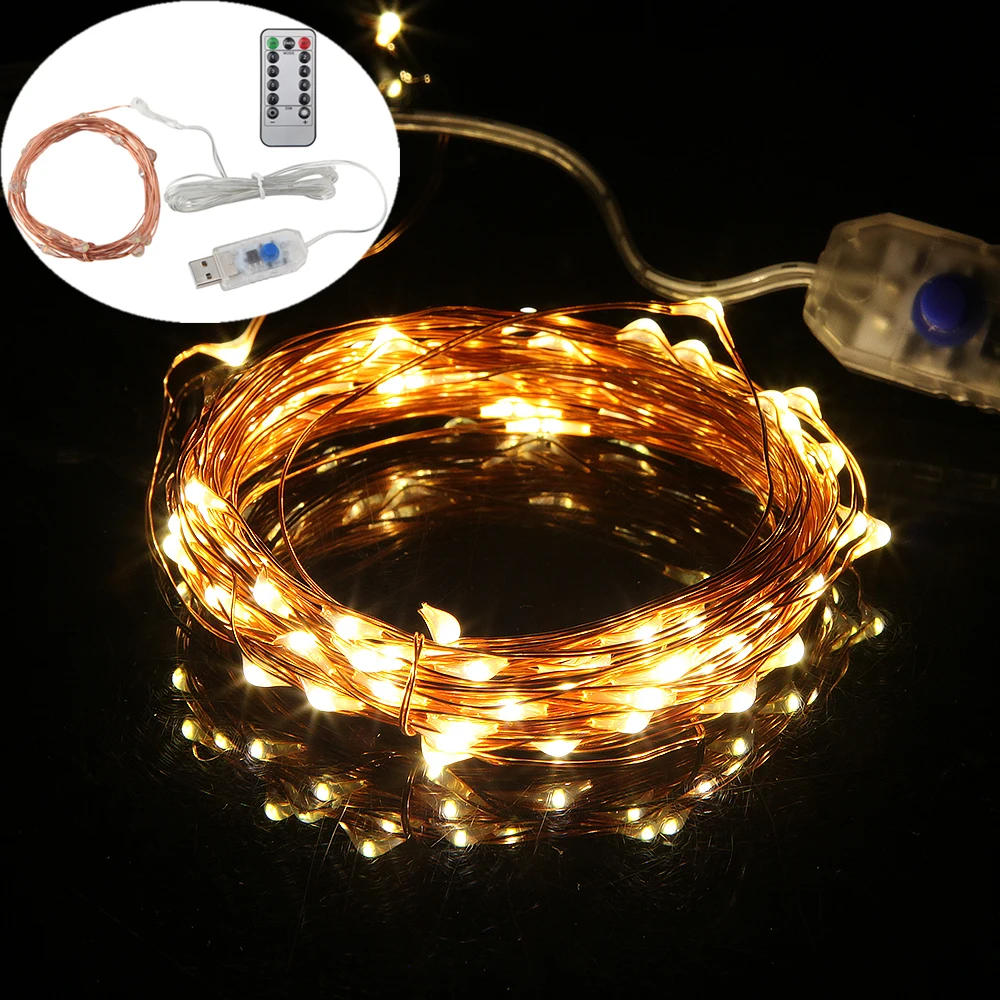 5M/10M USB Led String Lamps With Timing Function Copper Wire Fairy Light For Wedding Xmas Christmas Holiday Bedroom Decoration