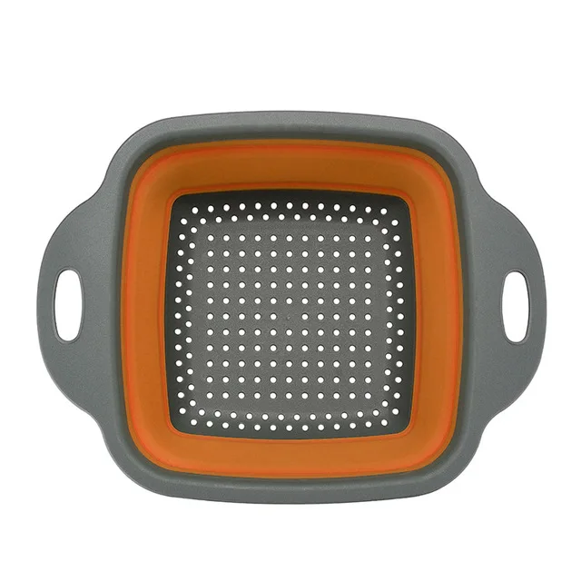 square orange Складная корзина с ситом, складные дуршлаги, наборы квадратной формы для мытья фруктов и овощей, кухонные корзины CF-157 - Цвет: square orange