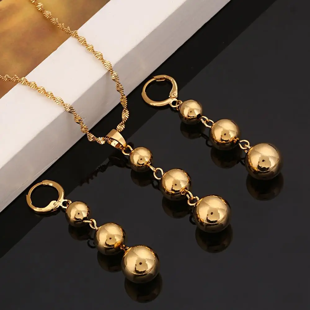 Эфиопские бусины золотистого цвета кулон ожерелье серьги для женщин арабские