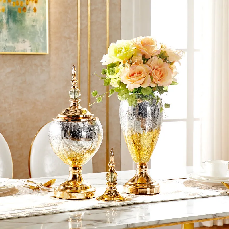 Современная роскошная витражная ваза с треснувшим льдом украшения домашняя