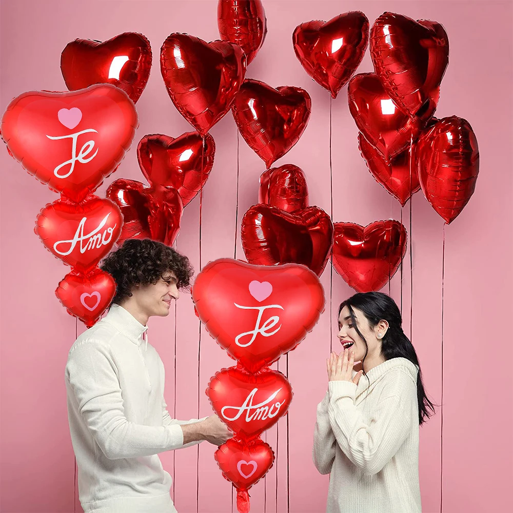 Red Heart Romantic Happy Valentine's Day I love You Spanish Te Amo Foil Balloon Wedding Anniversary Proposal Arrangement Decorat | Дом и