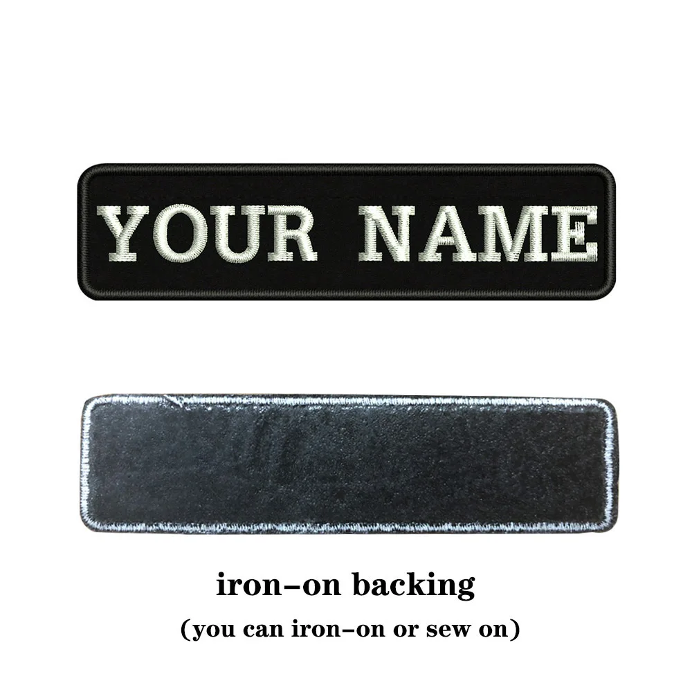 white-iron on На заказ Вышивка имя заплатка с текстом 10 см* 2,5 см значок железная или пришить или липучка Подложка для одежды брюки рюкзак шляпа - Цвет: white-iron on