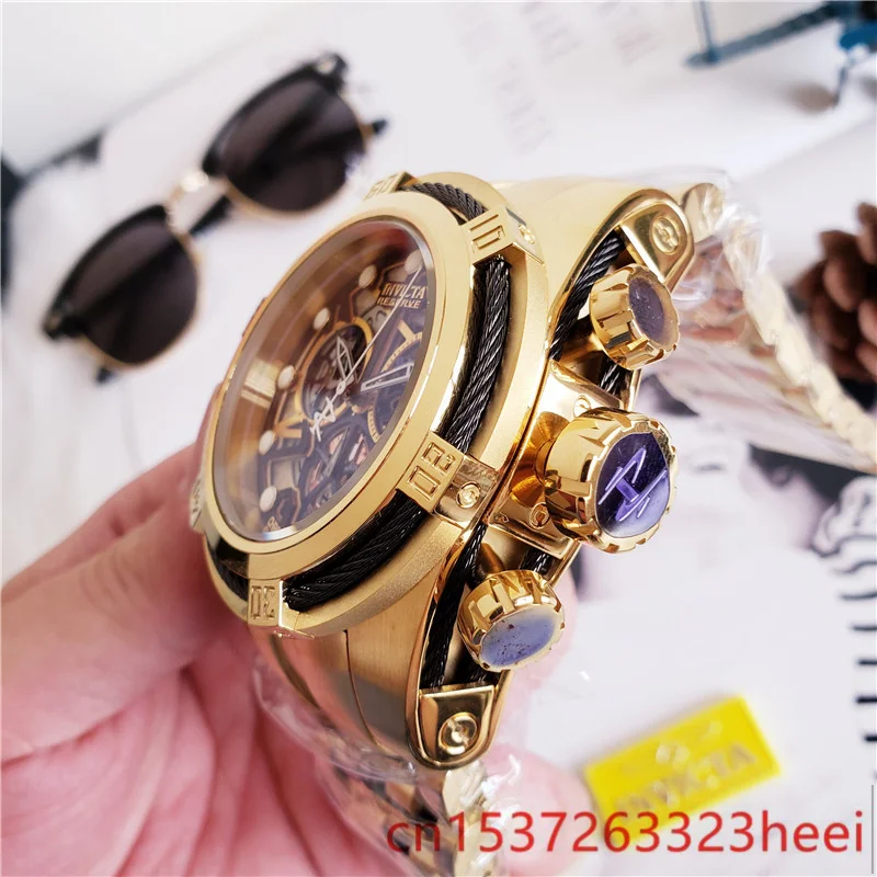 

INVICTA-watch men's skeleton automatic mechanical AAA watch gold skeleton retro men's women watch quartz watch