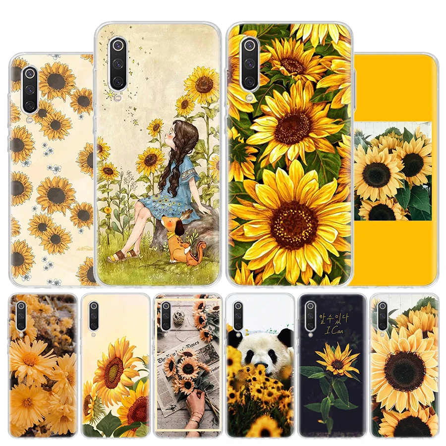 Красивый желтый чехол для телефона с принтом подсолнуха для Xiaomi Poco X3 GT X5 X4 NFC M4 Pro M3 M2 F3 F2 F1 Mi Note 10 A3 A2 Lite A1 CC9E Fun