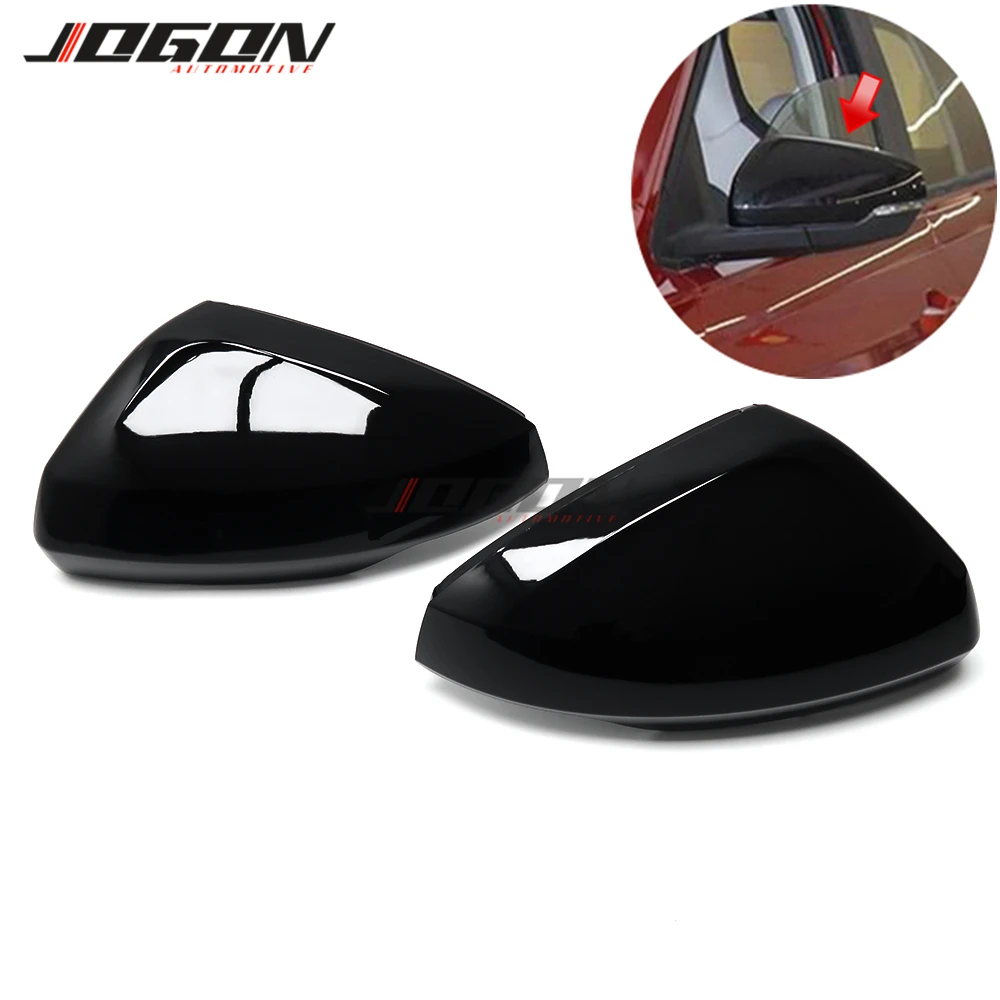 

2pcs Black For Volkswagen For VW Polo Mk6 AW GTI 2018-2020 ABS Car Side Rear View Mirror Cover Replacement Caps Shell Trim