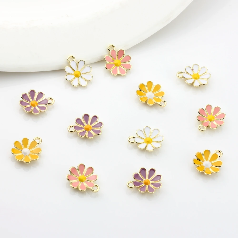 

Zinc Alloy Enamel Daisy Sunflower Colourful Mini Flowers Charms 10pcs/lot For DIY Handmade Jewelry Earrings Making Accessories