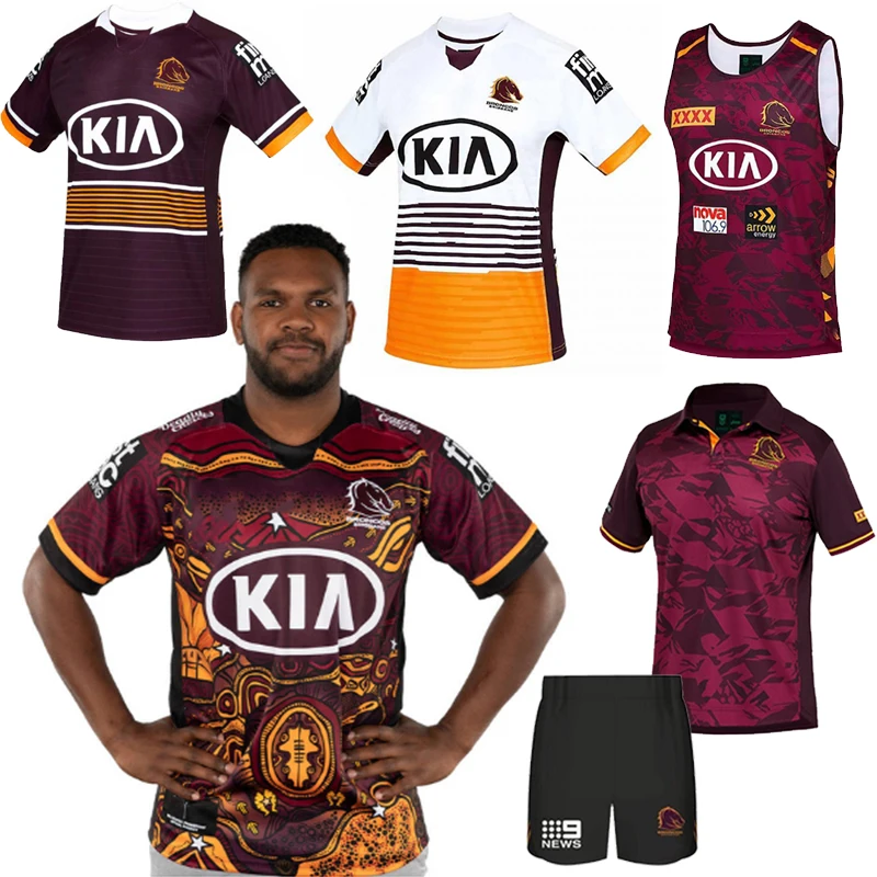 

2021 Brisbane Broncos Rugby Jersey INDIGENOUS Home Away POLOS Training Singlet Pants MEN'S Sport Shirt S-5XL